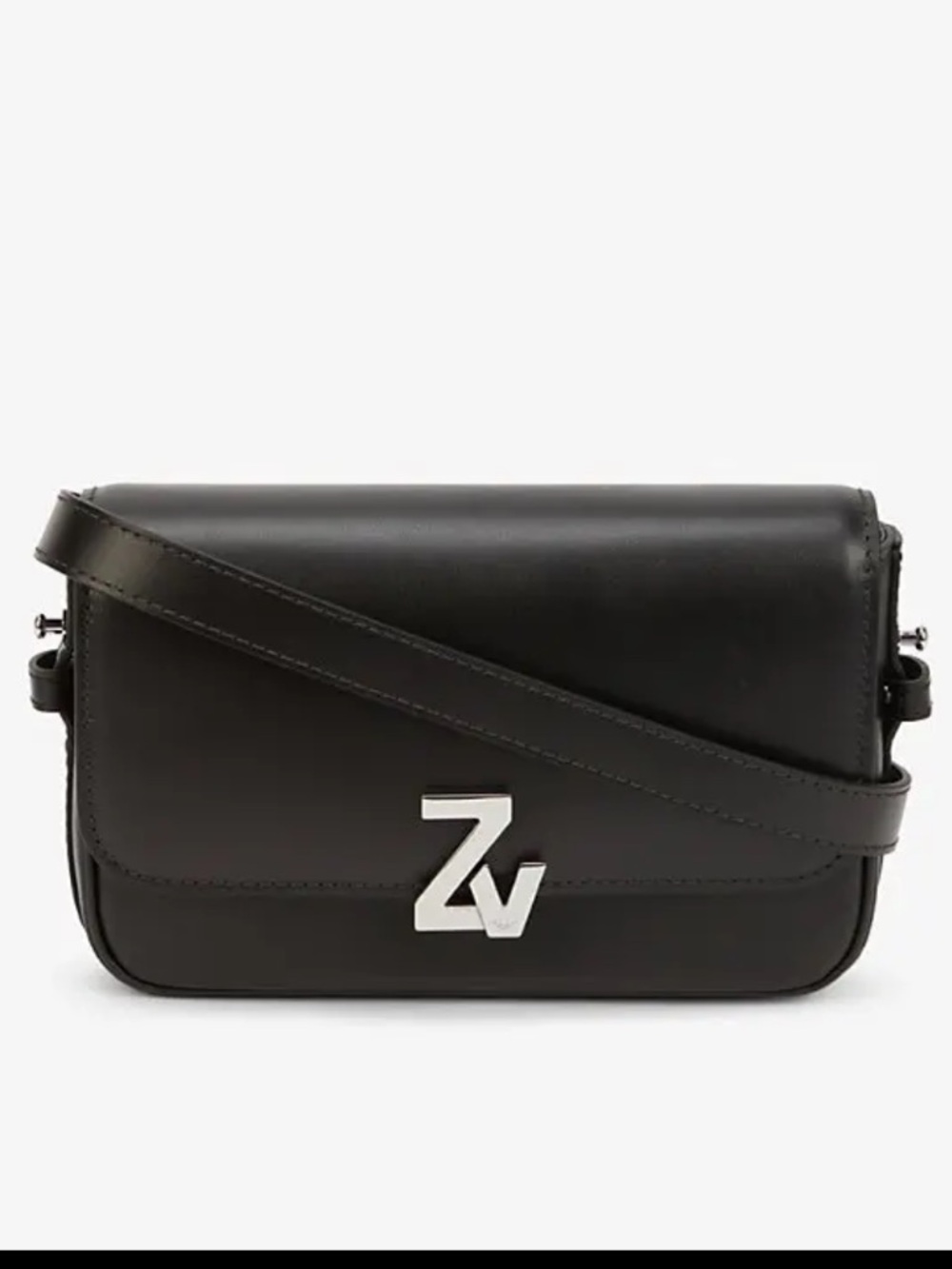 Zadig & Voltaire ZV Initiale Le Mini Bag Crossbody Black Leather Silver Hardware
